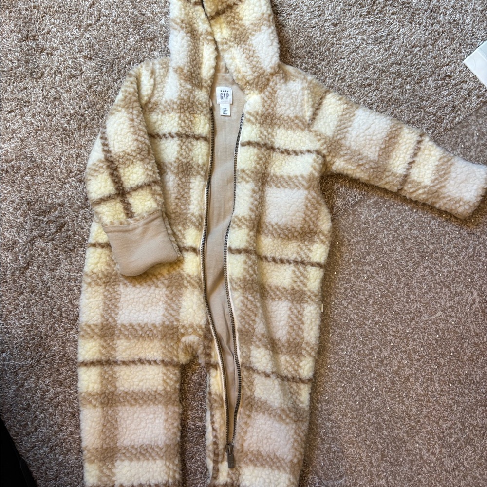 GAP Kids Plaid One Piece - Cream and Tan